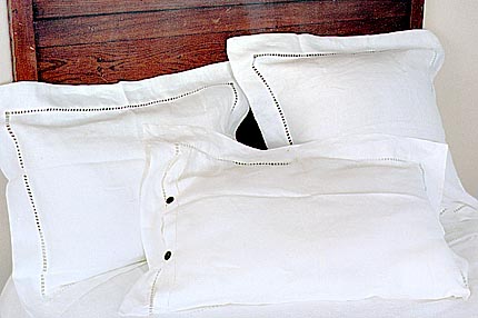Linen Hemstitch Pillow Sham 26"x26" Square. Bone China Colored - Click Image to Close