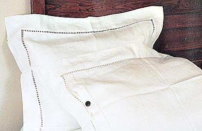 Linen Hemstitch Standard Pillow Sham. English Bone China Colored - Click Image to Close